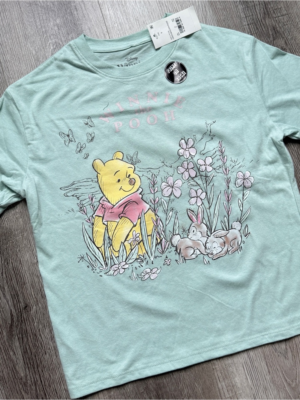 Disney Winnie the Pooh Green Graphic T-Shirt Youth Size S NWT - 0207